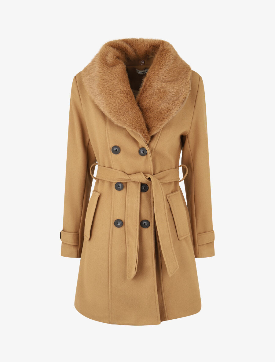 Women's monochrome coat with elegant collar