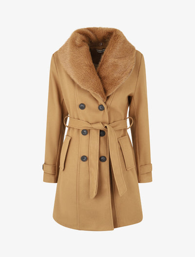 Women's monochrome coat with elegant collar