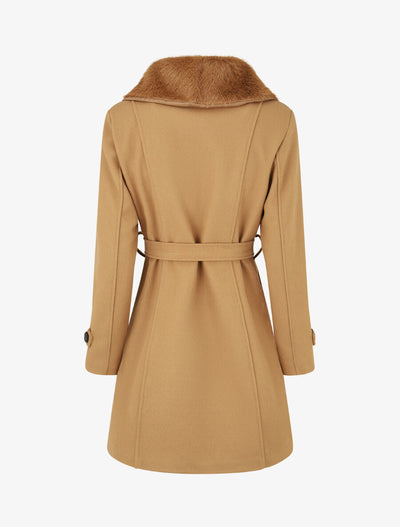 Women's monochrome coat with elegant collar