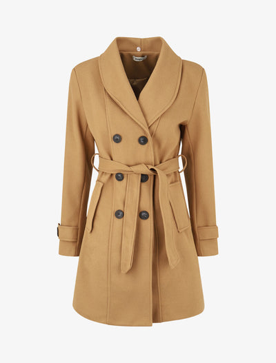 Women's monochrome coat with elegant collar