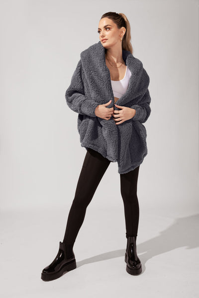 Cocoon Coat for Women - Elegant in Cool Grey