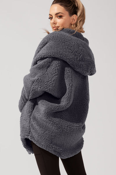 Cocoon Coat for Women - Elegant in Cool Grey