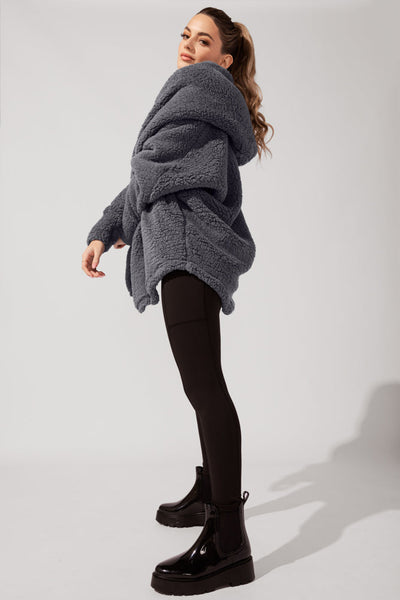 Cocoon Coat for Women - Elegant in Cool Grey