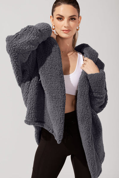 Cocoon Coat for Women - Elegant in Cool Grey