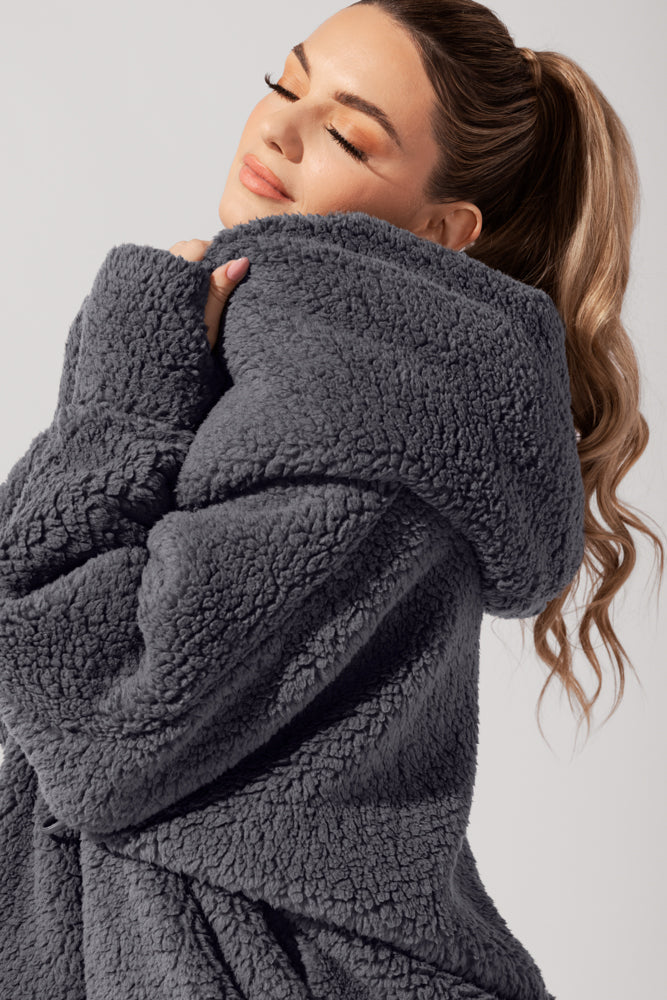 Cocoon Coat for Women - Elegant in Cool Grey