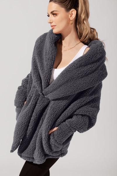 Cocoon Coat for Women - Elegant in Cool Grey
