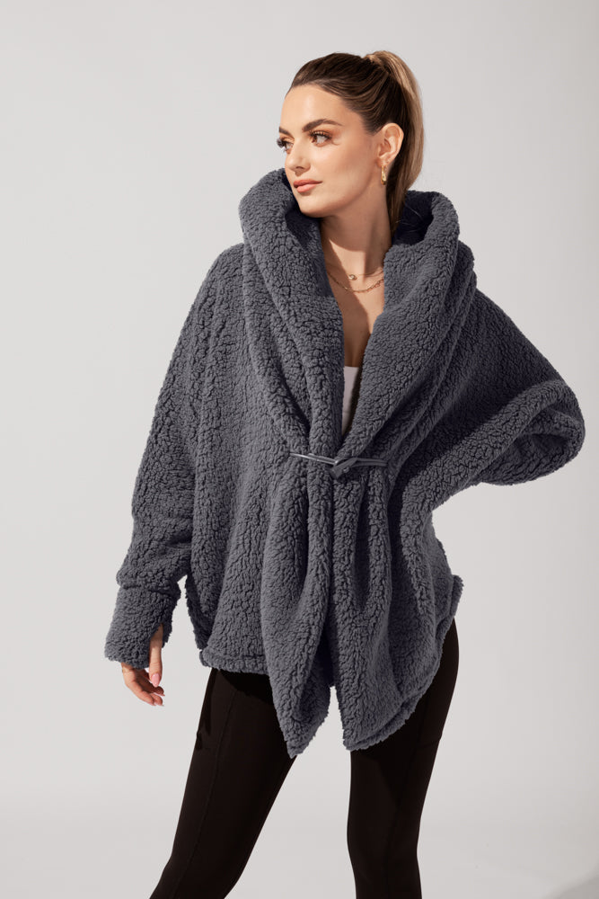 Cocoon Coat for Women - Elegant in Cool Grey
