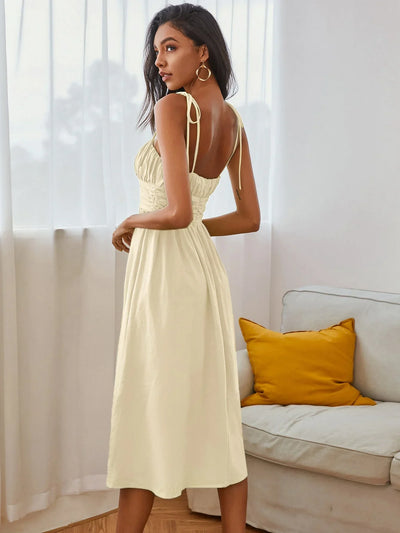 Karen - Cami dress with straps and knot and gathered chest