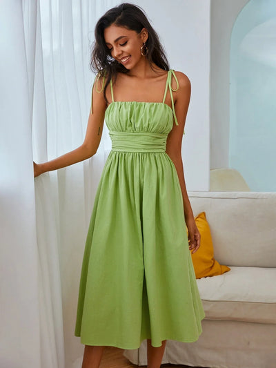 Karen - Cami dress with straps and knot and gathered chest