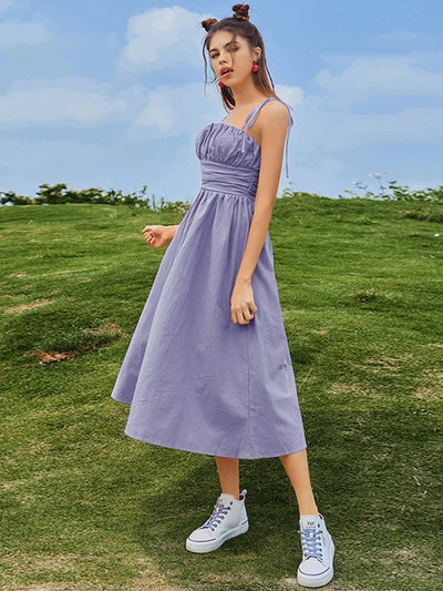 Karen - Cami dress with straps and knot and gathered chest