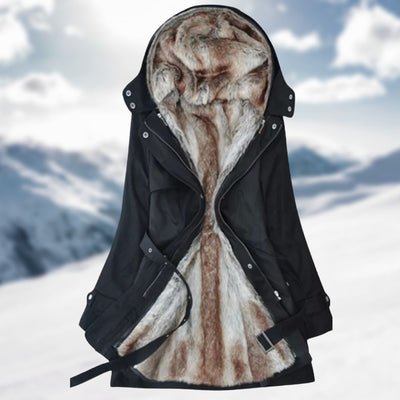 Long winter jacket for women with a modern and versatile design