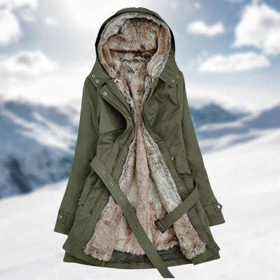 Long winter jacket for women with a modern and versatile design