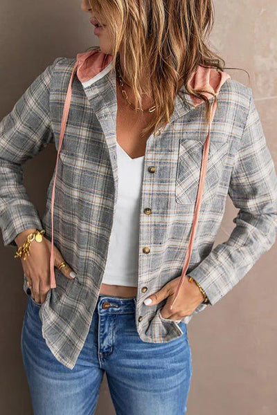 Checkered button-down shirt