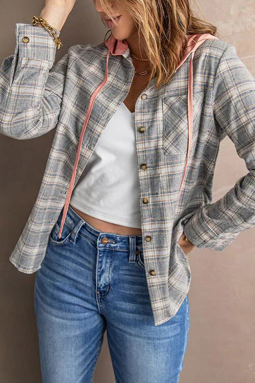 Checkered button-down shirt