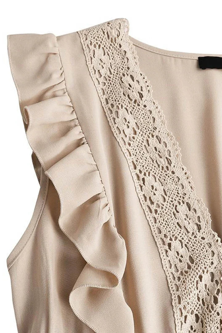 Blanca - lace maxi dress with V-neck and ruffle