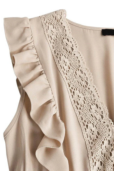 Blanca - lace maxi dress with V-neck and ruffle