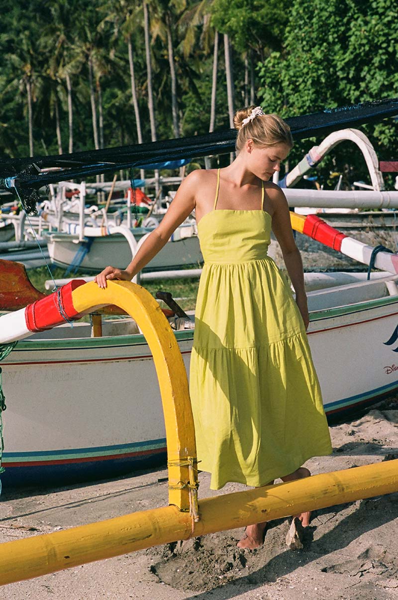 Lightweight summer midi dress with thin straps