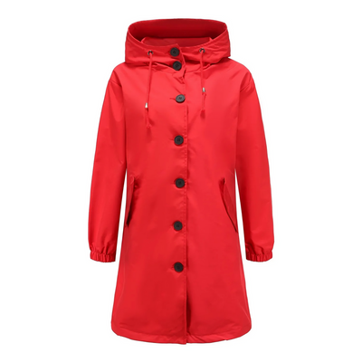 Elegant women's hooded cape with button closure