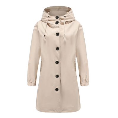 Elegant women's hooded cape with button closure