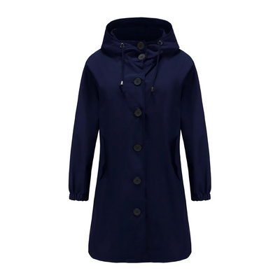 Elegant women's hooded cape with button closure