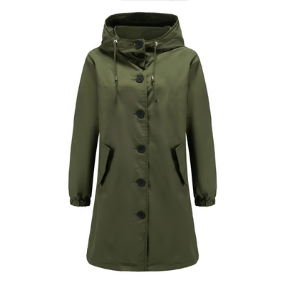 Elegant women's hooded cape with button closure