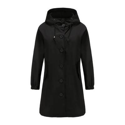 Elegant women's hooded cape with button closure