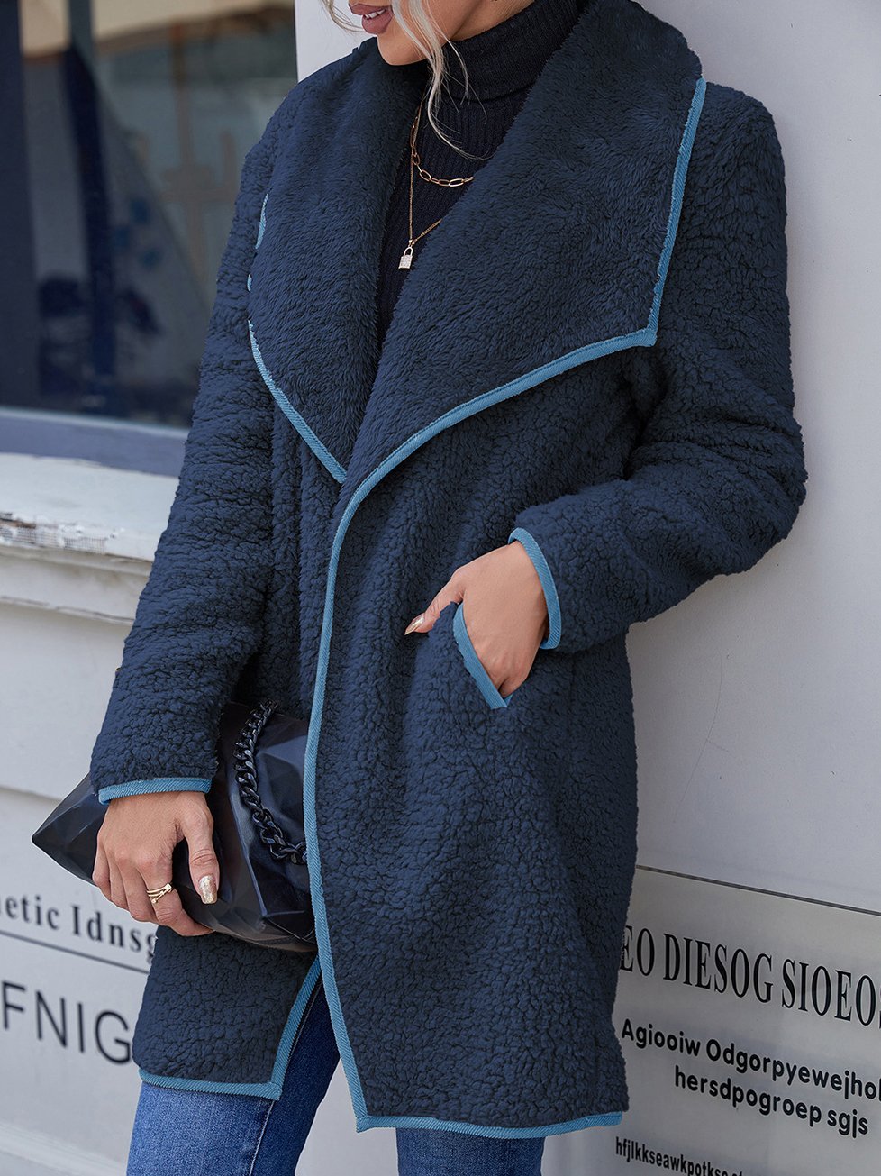 Women's Loose Fit Mid-Length Teddy Coat