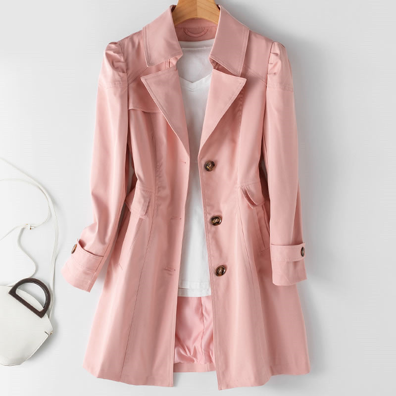 Women's Midi Trench Coat - Elegance and Versatility for Any Style