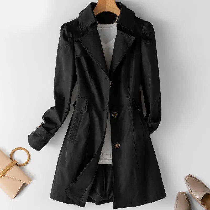 Women's Midi Trench Coat - Elegance and Versatility for Any Style