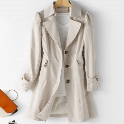 Women's Midi Trench Coat - Elegance and Versatility for Any Style