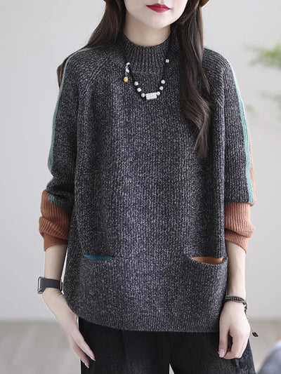 Cozy vintage style women's sweater with pockets