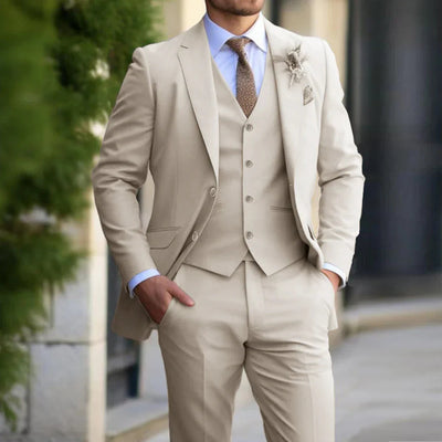 Elegant three-piece men's suit set, ideal for weddings and events