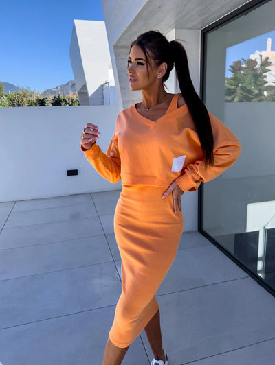 Andrea - Sweatshirt and dress-style skirt set