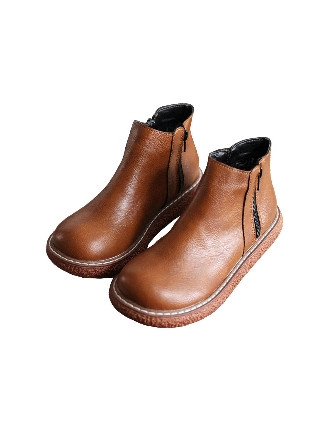 Handmade Retro Boots with Non-Slip Sole and Round Toe