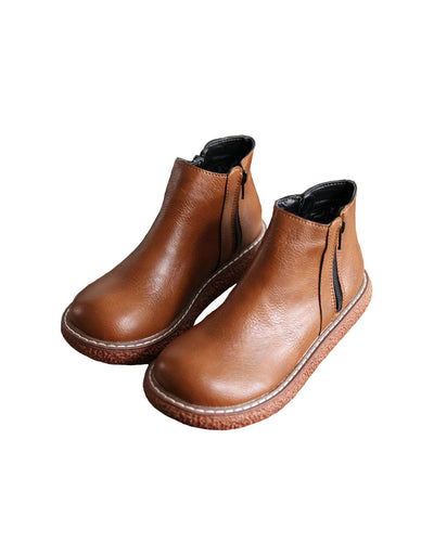 Handmade Retro Boots with Non-Slip Sole and Round Toe