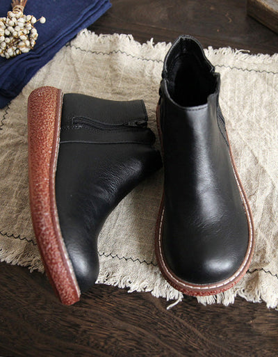 Handmade Retro Boots with Non-Slip Sole and Round Toe