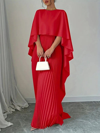Long pleated dress with flowing detail for elegant events