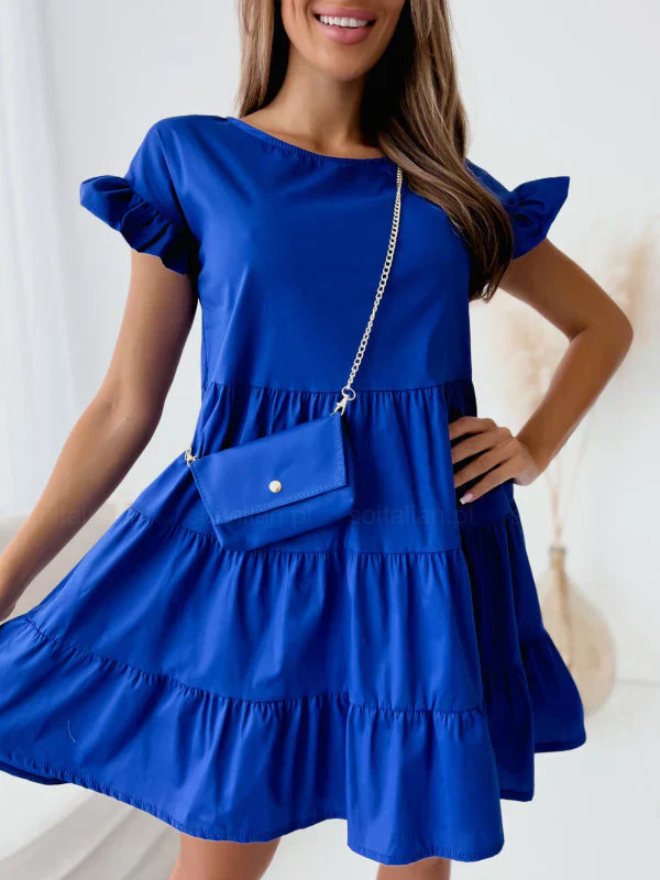 Diana - Dresses with wide sleeves, round neckline and irregular hem