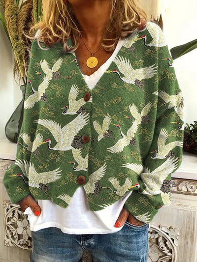 Lucy - Green-toned sweater with buttons