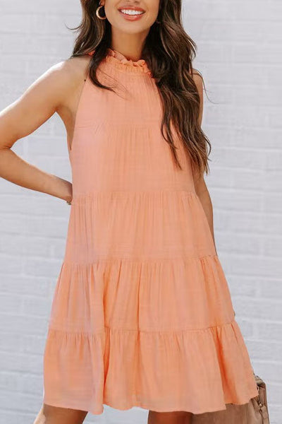 Diana - Elegant dress with flared skirt and pleated collar