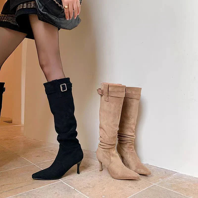 Comfortable thin-heeled boots