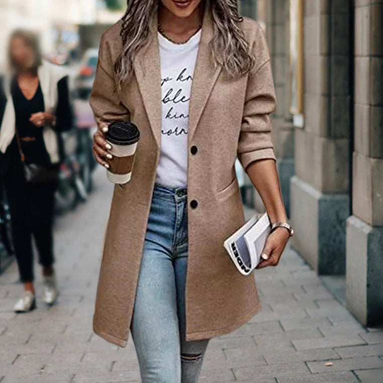 Women's Long Coat Casual Style with Elegant and Slim Cut