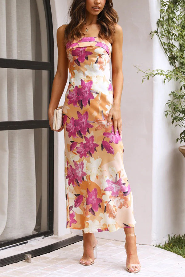Judith - Strapless floral backless midi dress