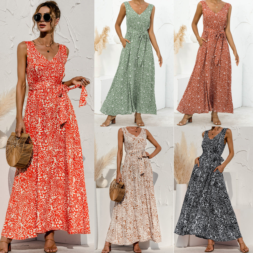 Mariona - Summer dress with bow and print