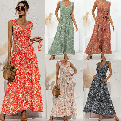 Mariona - Summer dress with bow and print