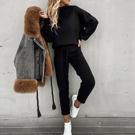 High-neck and trousers set for an urban style