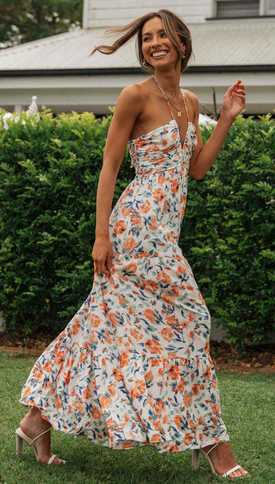 Martina - Women's Sleeveless Chiffon Maxi Dresses with Wide Swing Stitching
