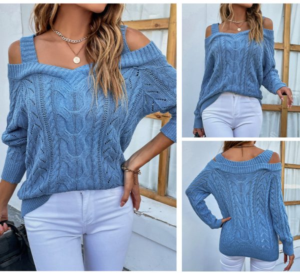Elegant Off-the-Shoulder Knit Sweater – Women's Fall Fashion