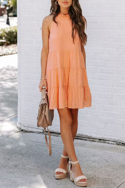 Diana - Elegant dress with flared skirt and pleated collar
