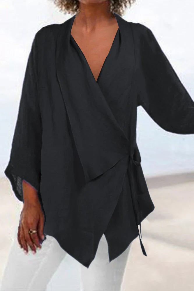 Bless | Solid Color Lace Up Top